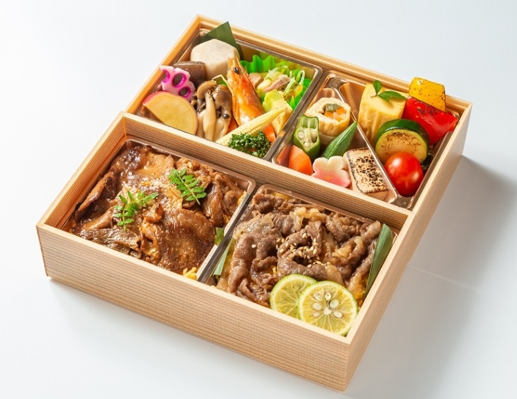 特製オリーブ牛のすき焼き＆讃岐もち豚の生姜焼き二段重