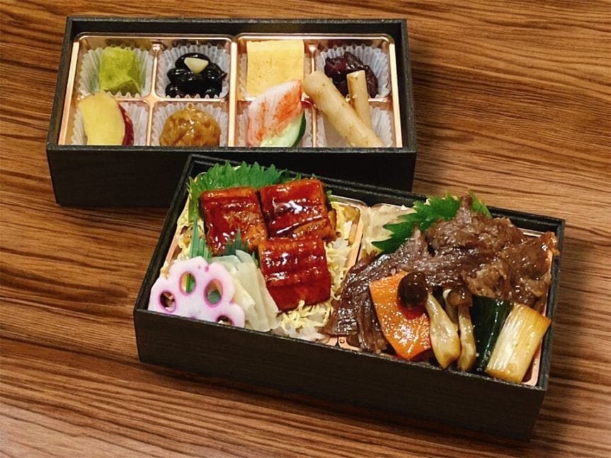 牛すき焼きと鰻の蒲焼き