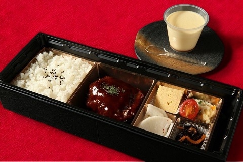 まつりのハンバーグ弁当（プリン付き）