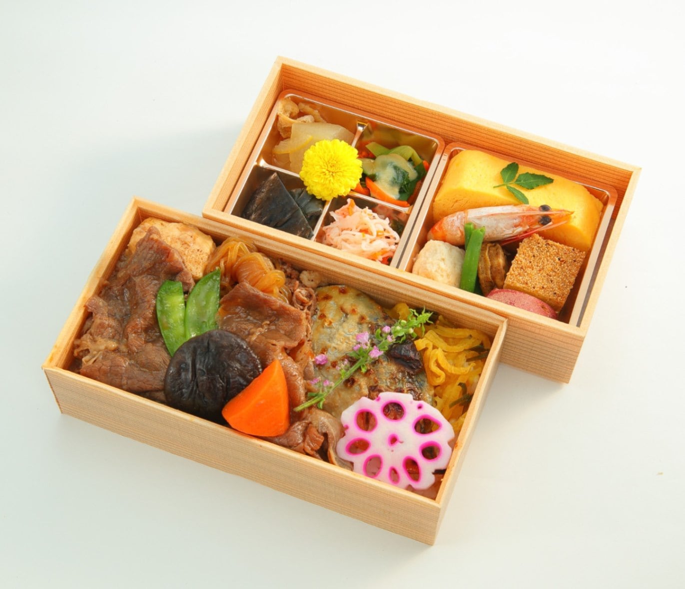 和牛すき焼きと鰆西京焼き重のだしまき2段幕の内【913】