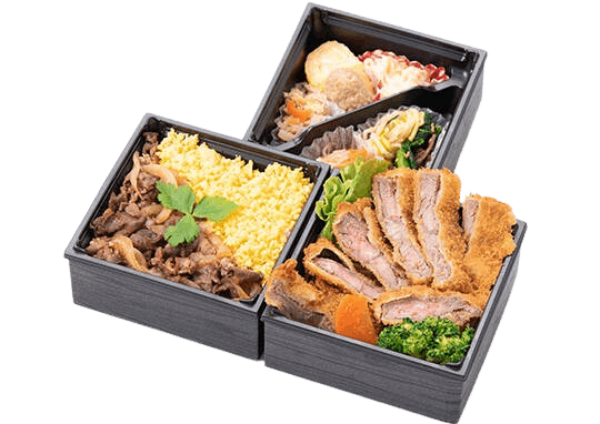 ビフカツと焼肉飯の3段重