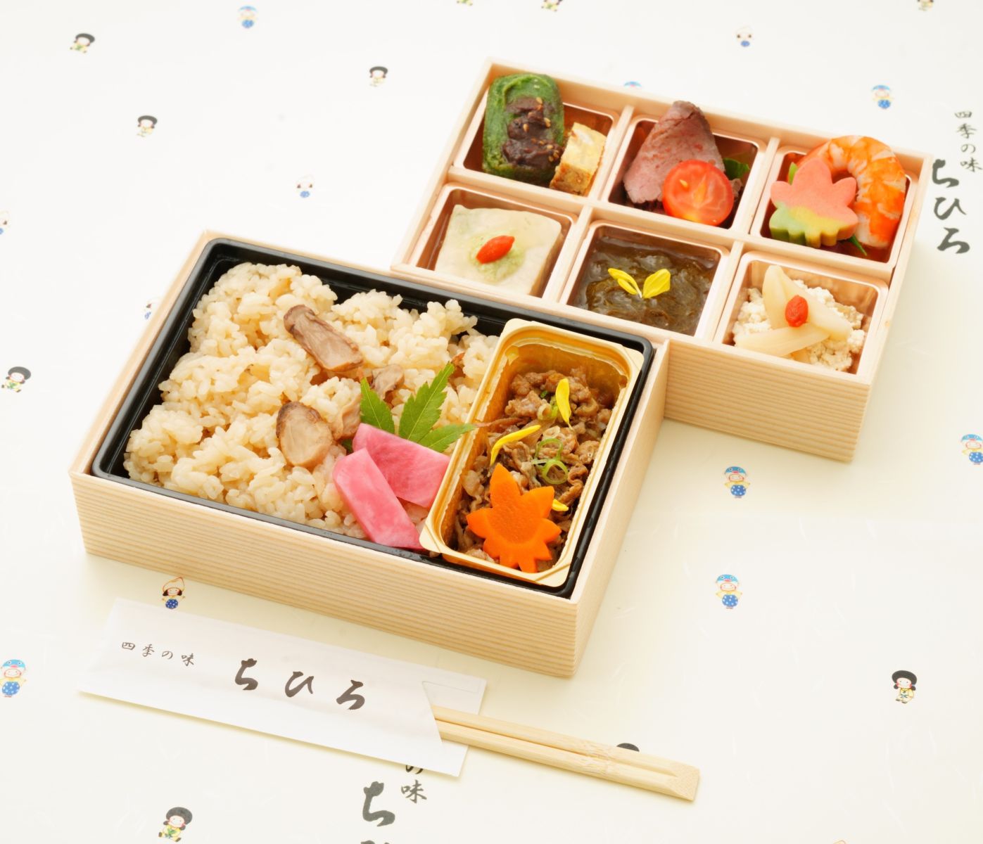 季節の炊き込みと厳選牛のすき焼きのお弁当