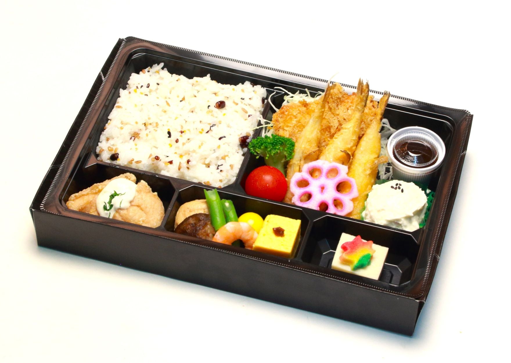 マグロ1枚とフグ唐揚3本弁当