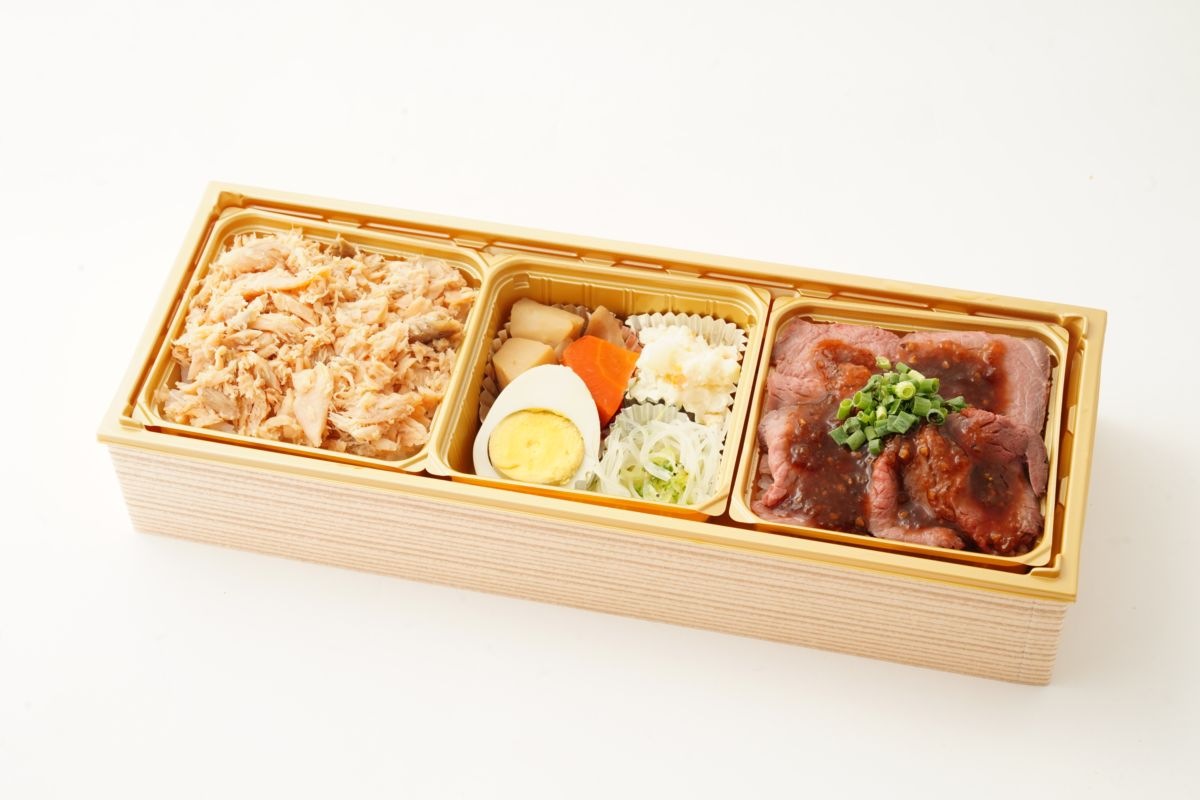 塩麹仕立て鮭ほぐしとローストビーフ御膳