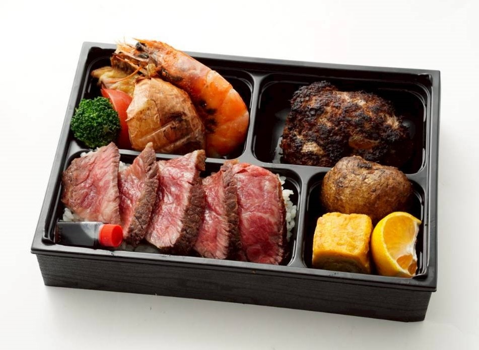 和牛ハンバーグとステーキ弁当