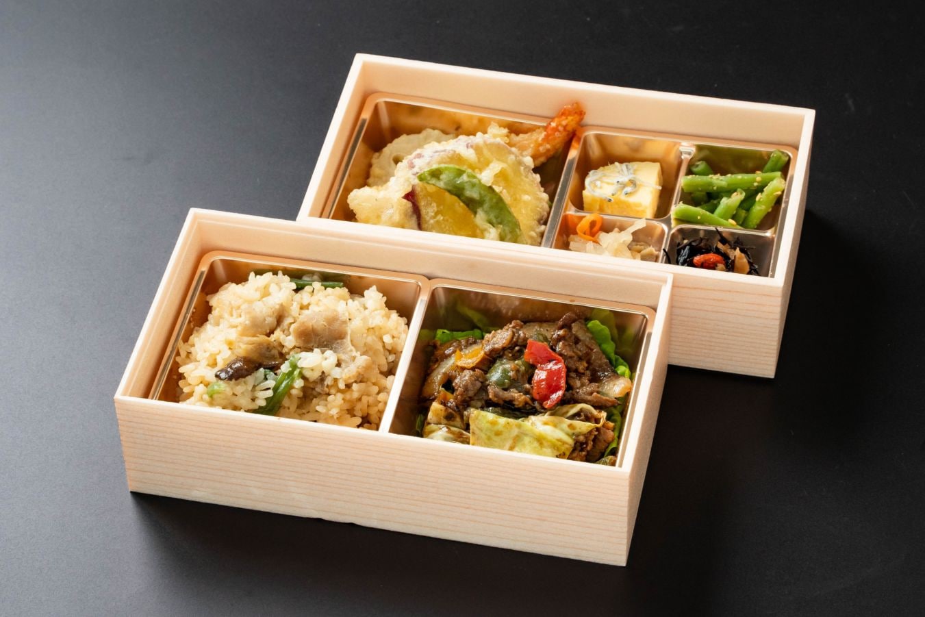 甘辛焼き肉と天ぷら盛り合わせ御膳