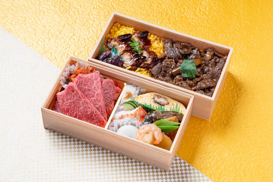 黒毛和牛焼き肉と炭火うなぎの二段重御膳