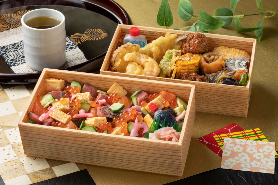 特上肉チラシと極上和食の二段重