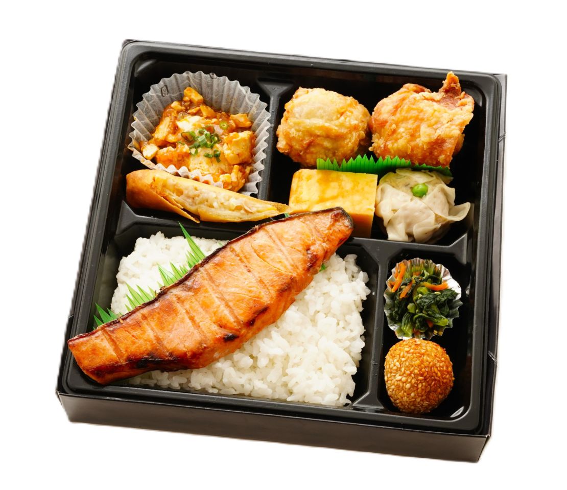 幽庵炭火焼き銀鮭と唐揚げの豪華弁当