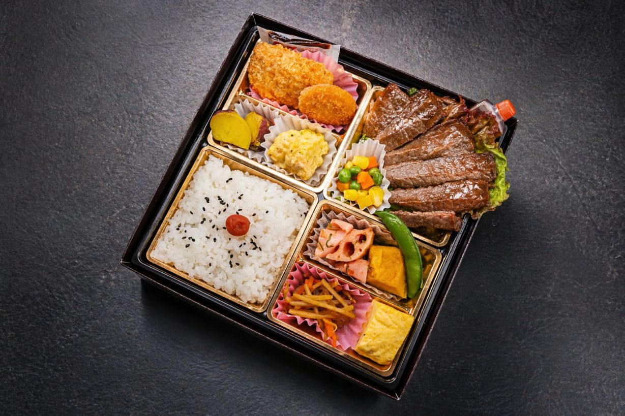 特選黒毛和牛ステーキとフライ弁当 楓 かえで