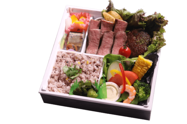 赤身(ヒウチ)ステーキとハンバーグ御膳