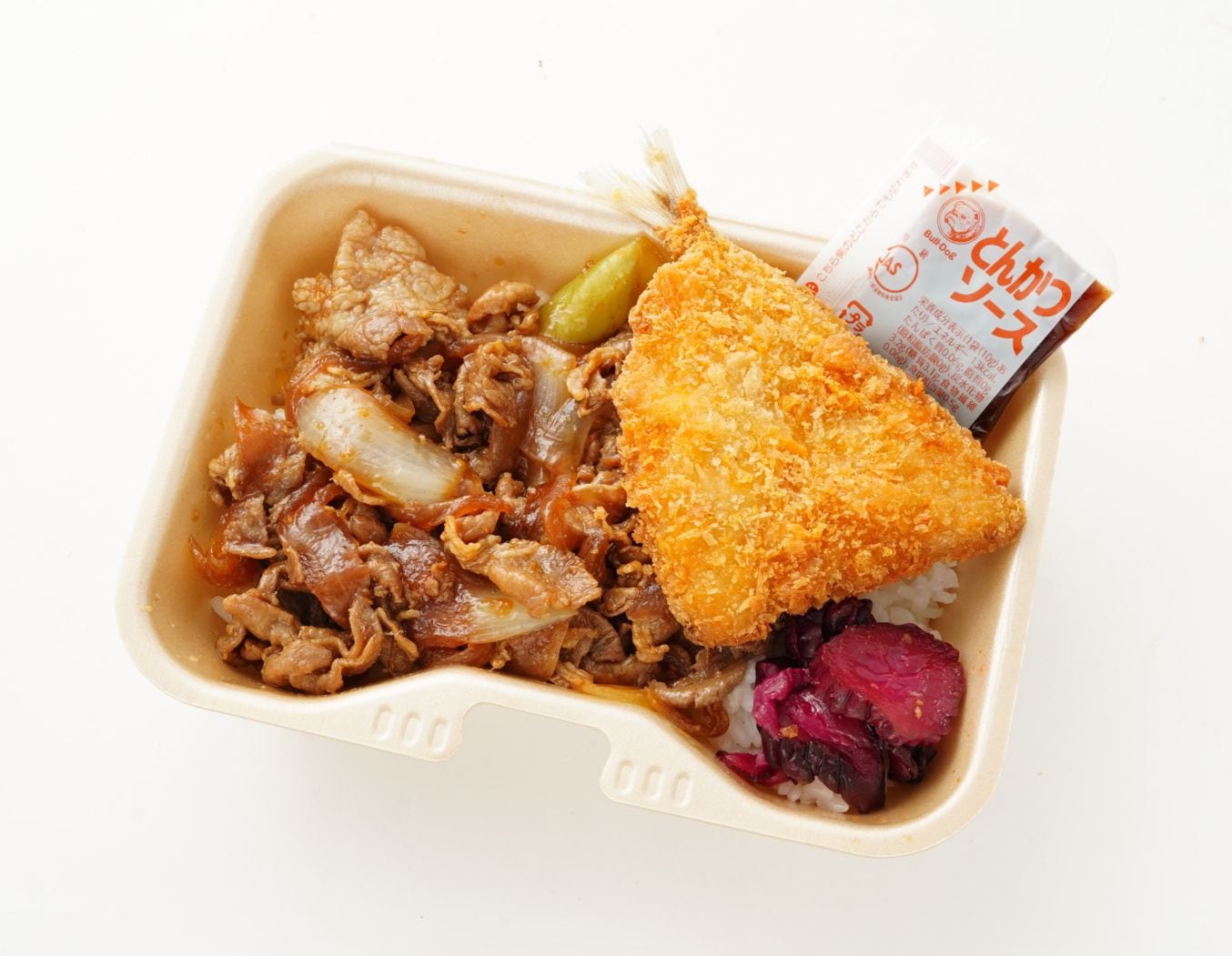 豚生姜焼きアジフライ飯