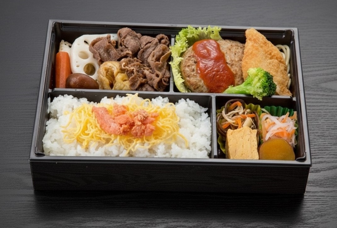 すき焼きとハンバーグ弁当