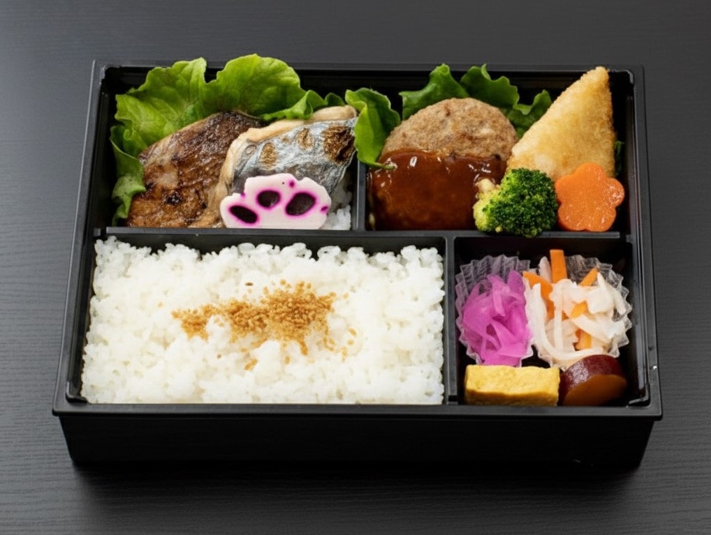 おまかせ2種西京焼きとハンバーグ弁当