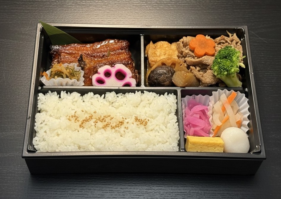 鰻蒲焼きと黒毛和牛すき焼き弁当