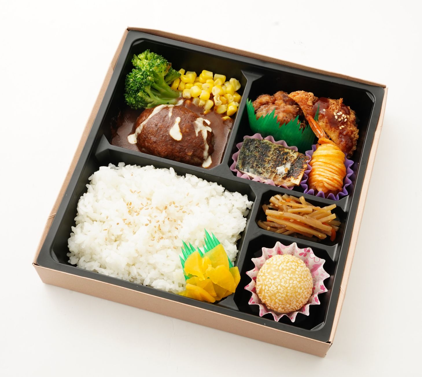 【ふるまい限定！】特製デミグラスソースハンバーグと人気おかずの豪華弁当