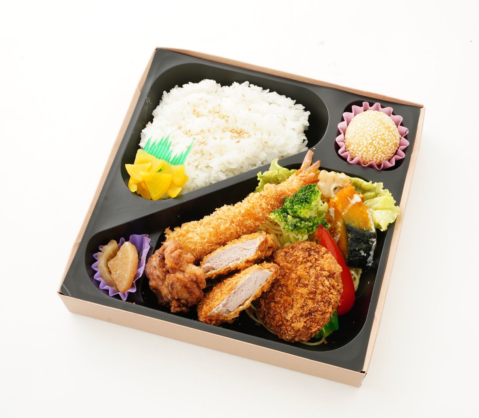 ミックスフライ弁当～手ごねメンチカツ・豚ヒレカツ・エビフライ～