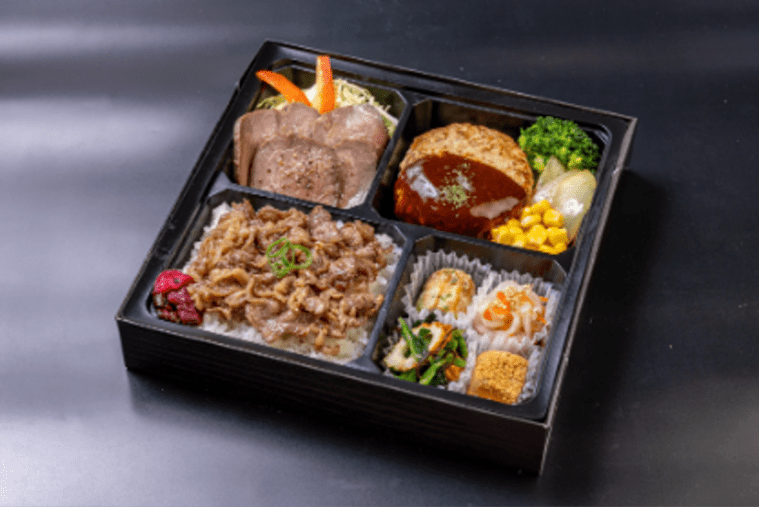 冷めても柔らかいハンバーグ＆ローストビーフ＆和牛焼肉弁当