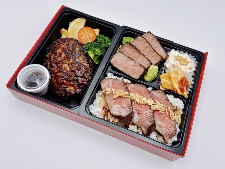 黒毛和牛ステーキと無添加特製ハンバーグ（黒毛和牛ローストビーフ）