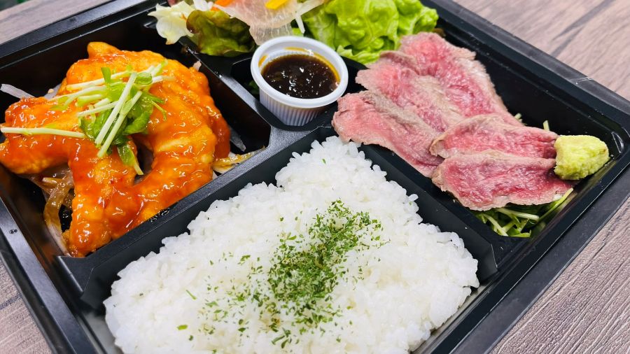 牛ヒレステーキ&エビチリ&生ハムサラダお弁当