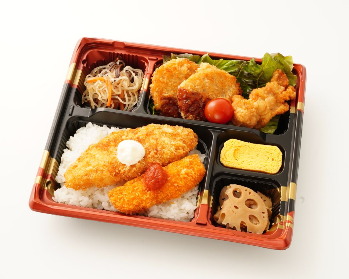 白身魚＆海老カツタルタルとMIXフライボリューム弁当