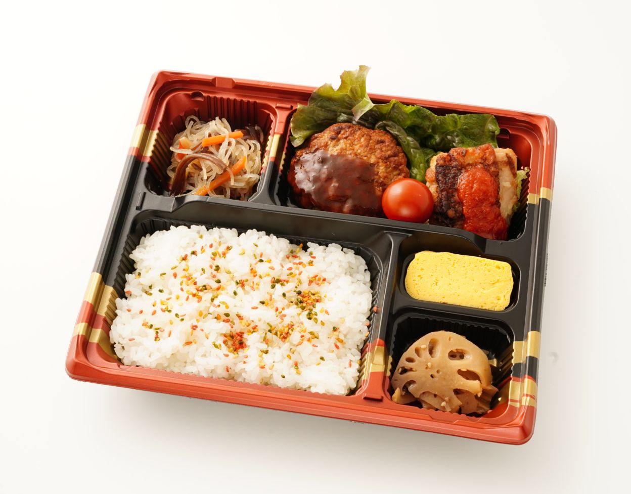 デミグラスハンバーグとグリルチキンの濃厚トマト洋食弁当