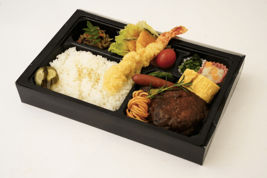 【ECO容器】当店人気の手ごねハンバーグと海老天弁当
