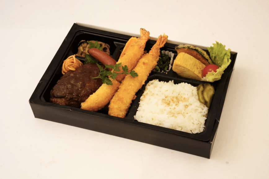 【ECO容器】当店人気の手ごねハンバーグと大海老フライ(W)弁当