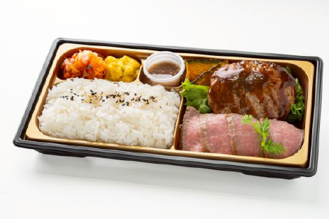 黒毛和牛ステーキとハンバーグ弁当　2160ver