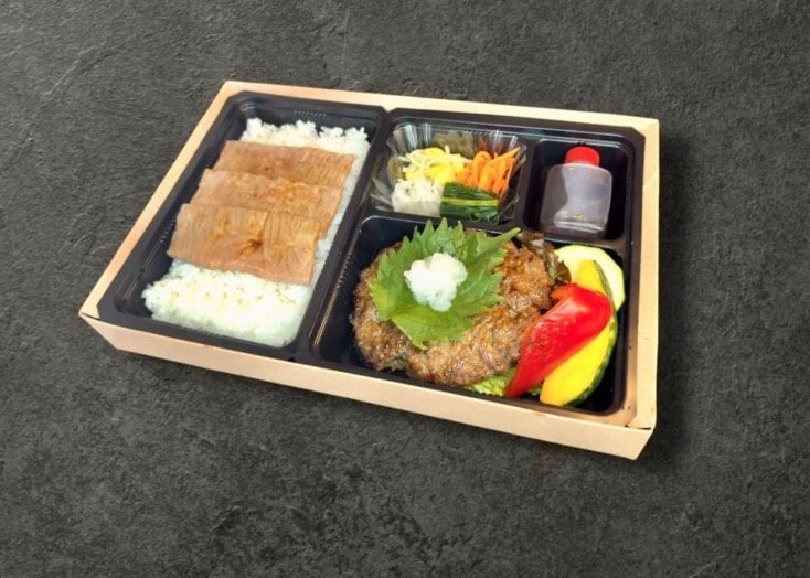 A5ランク使用　黒毛和牛和風ハンバーグ&焼肉弁当