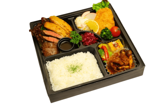 国産和牛ステーキ＆バジルチキンステーキ 二種盛り弁当