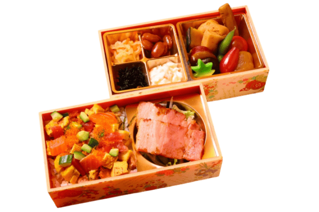 ちらし寿司とローストポークの2段御膳