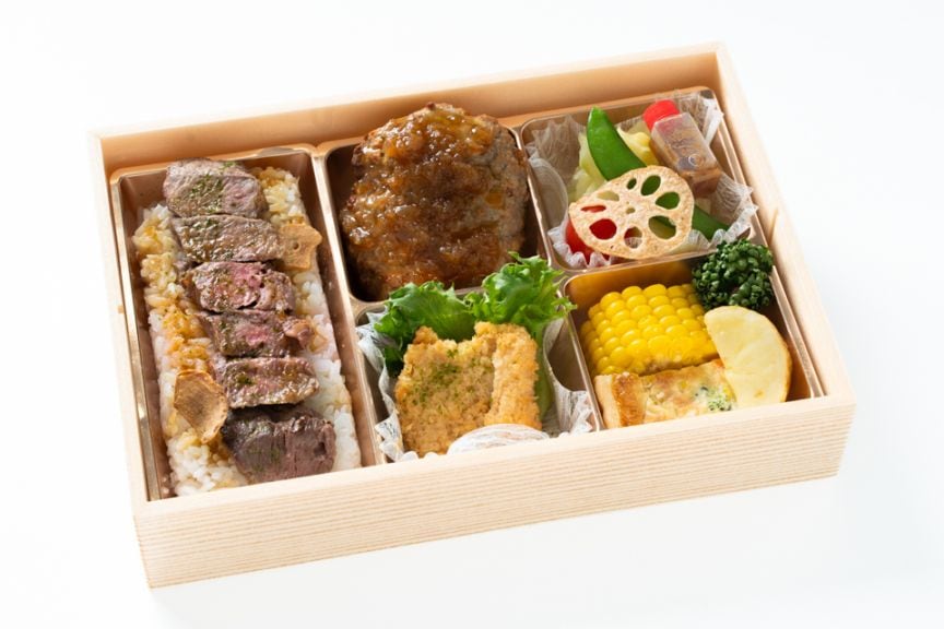 【高級折箱】黒毛和牛Premium Queen’s Beefハンバーグ＆ロース芯ステーキ重の懐石風アソートBOX