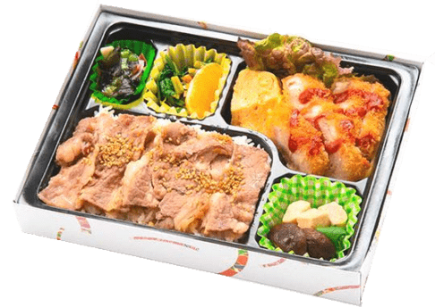 牛バラ焼肉とトンカツ弁当