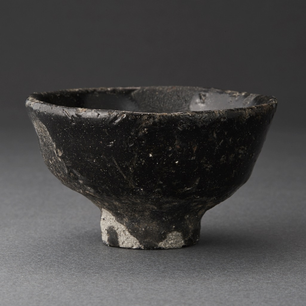 ■唐津焼 丸田宗彦 井戸黒ぐい呑 共箱、共布、栞全揃い 珍品逸品 #ぐい呑み 井戸黒ぐい呑（丸田宗彦）Ido Sake Cup（Munehiko Maruta