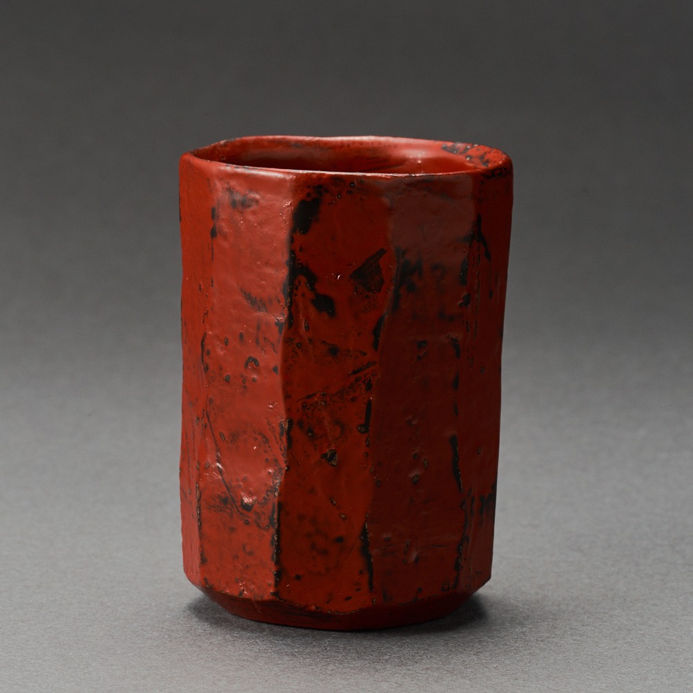 江戸時代 根来塗 酒盃 根来塗陶漆酒盃（菱田賢治）Lacquered Pottery Sake Cup（Kenji