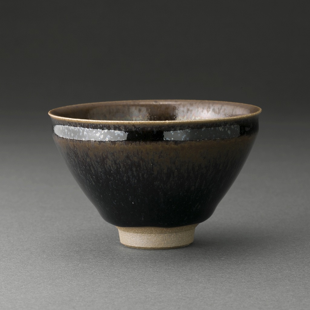 5015□古川剛 炫晶霧滴 黒釉酒盃 ぐい呑み 現代陶芸 共