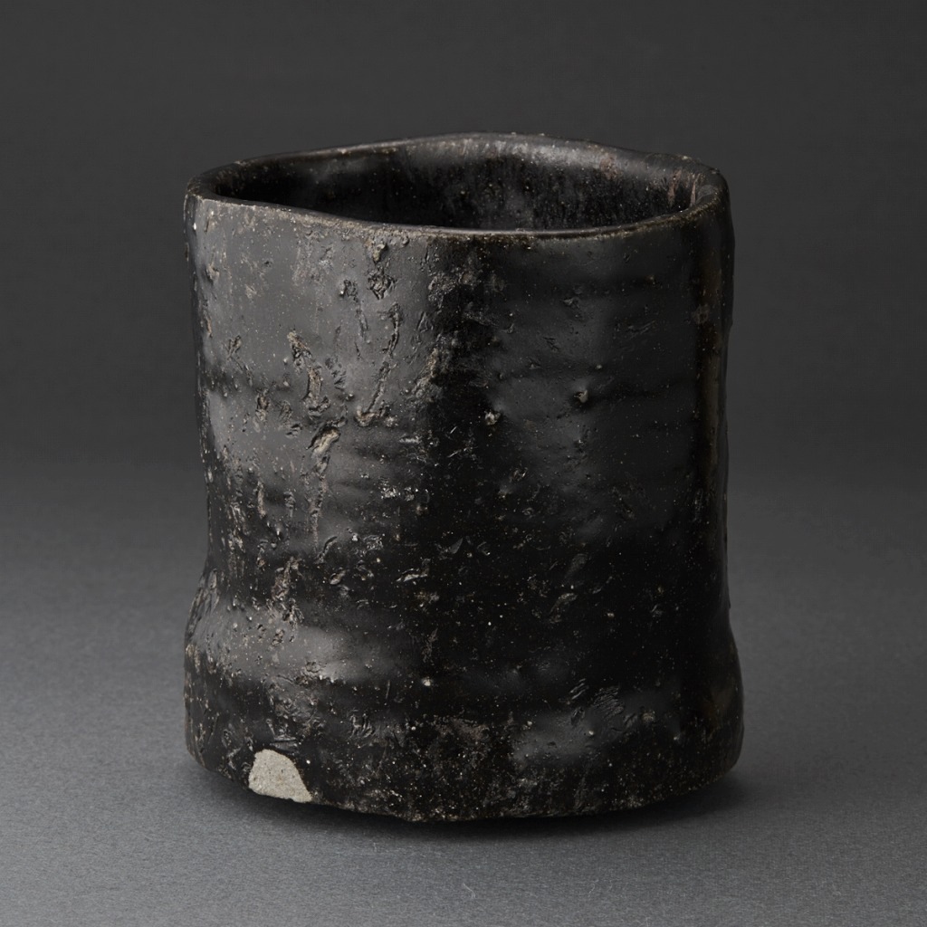 値下げ！唐津焼 黒牟田窯（丸田正美）作茶碗 共箱 美品 大振り茶碗