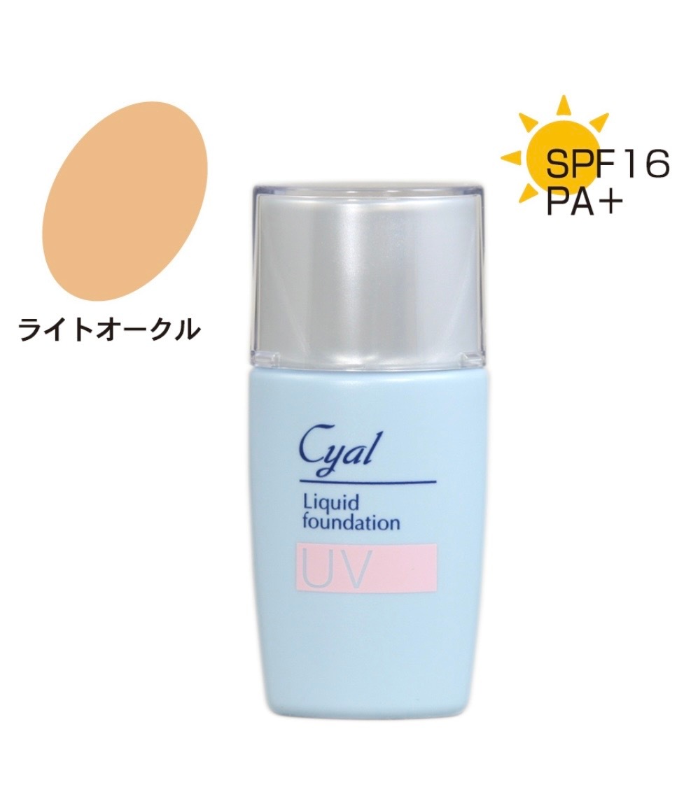 キャル　リキッドファンデ（ライトオークル）【酸化チタンでUV】汗に強い オールシーズン対応 クイーンスシードエキス コラーゲン配合 くすみ カバー 透明感