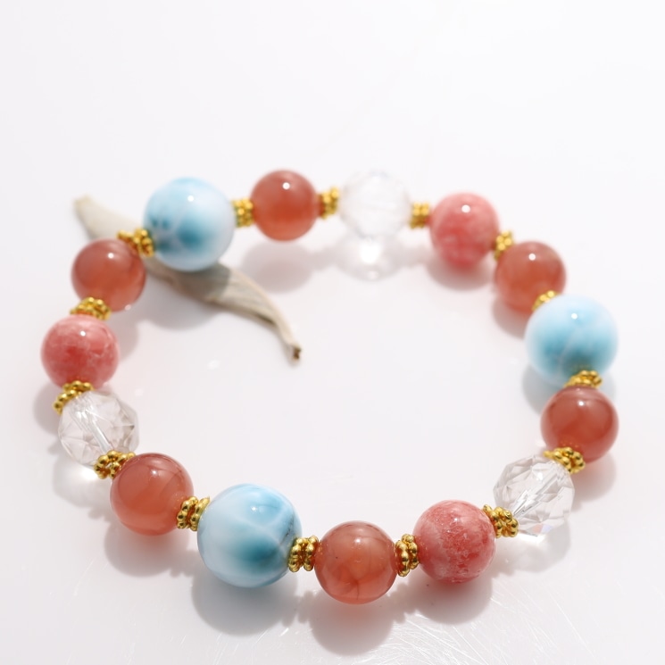 インカローズ×ラリマーブレスレット／パワーストーンブレスレットの