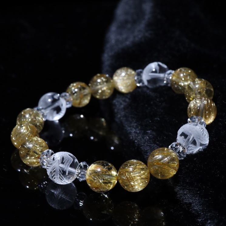 【極上】ルチルクォーツ 11mm 四神相応 ブレスレット 四神相応ブレスレット タイチンルチルクォーツ 最高品質 【四神水晶珠