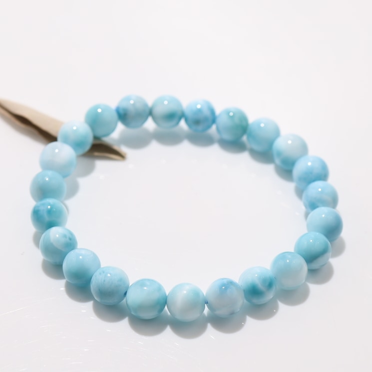 美品・黒点無し・現品】ラリマー ブレスレット 8mm 亀模様綺麗な天然石