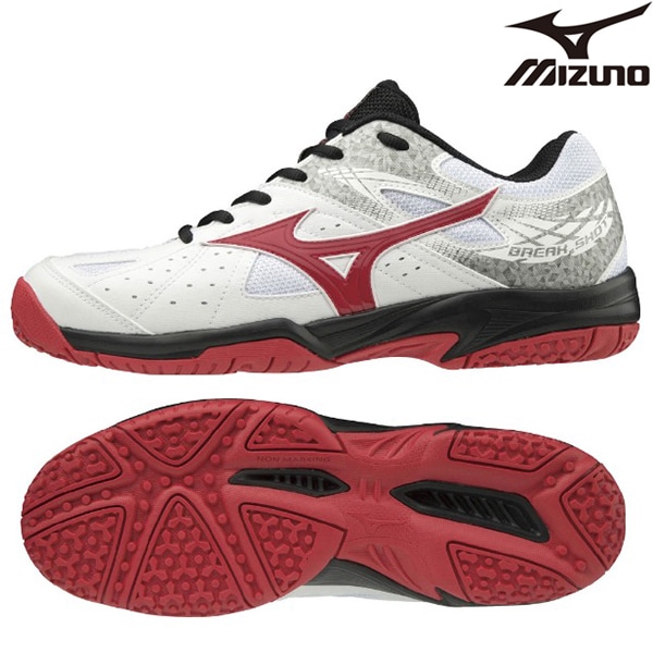 ミズノ MIZUNO BREAK SHOT 2 OC 61GB194162 テニスシューズ オムニ・クレーコート用 校庭 ホワイト×レッド×ブラック