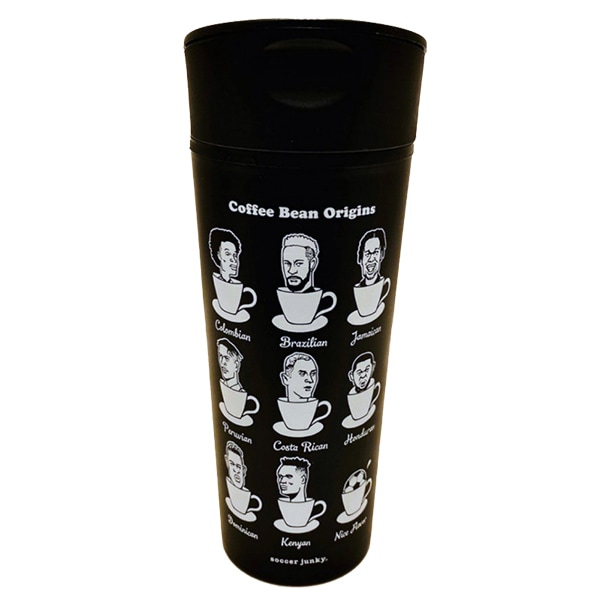 サッカージャンキー soccer junkey coffee bean originsサーモタンブラー SJ21636 約380ml 保温 保冷 スライドオープン ブラック 黒 似顔絵