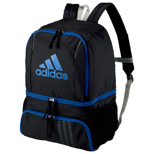 @アディダスサッカーボールデイパック 27L フットサル バックパック リュック adidas アディダス ボール用デイパック 27L 黒色×青色 FLAP