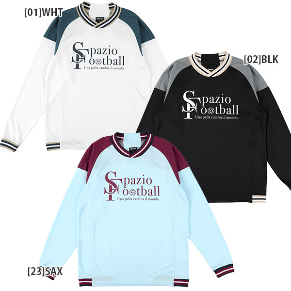 【ネコポス送料無料 ジュニア】スパッツィオ spazio Jr. ラインリブ 長袖 プラシャツ GE1017 接触冷感 練習着 子供用