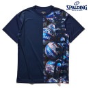 【ネコポス送料無料】スポルディング Tシャツ 半袖 丸首 ユニセックス メンズ レディース ボールプリント SMT22124|メンズ一般アパレル|スポーツアパレル