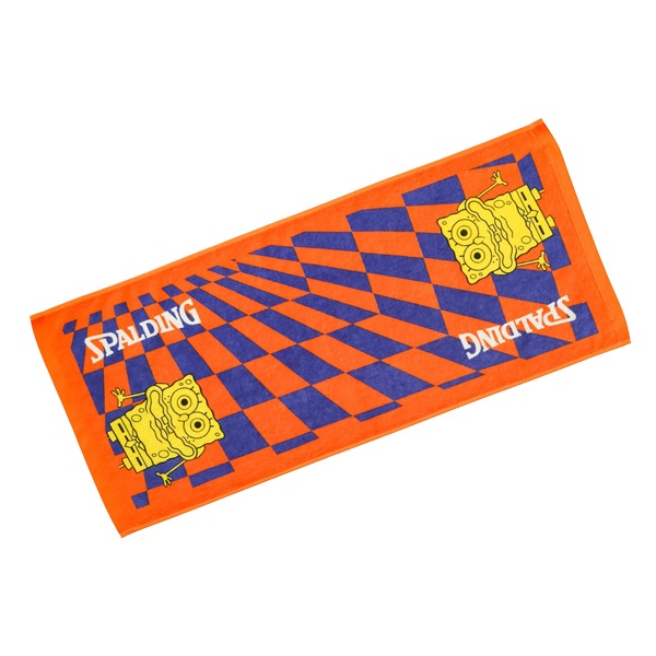 SPALDING スポルディング プリントタオル スポンジ・ボブ チェッカーフラッグ オレンジxディープシー SAT211330