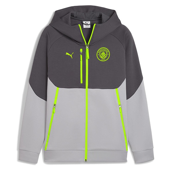 マンチェスターシティ MCFC 2025-26 プーマテック フルジップ フーディ 裏起毛 782656-18 サッカー スウェットジップパーカー グレー プーマ PUMA