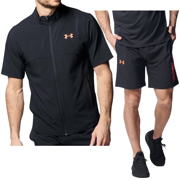 【即出荷】アンダーアーマー UNDER ARMOUR UAフレッシュウーブン ショートスリーブ フルジップ ジャケット UAフレッシュウーブン ショーツ 上下セット